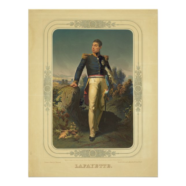 Portrait des französischen General Marquis de Lafa Fotodruck (Vorne)