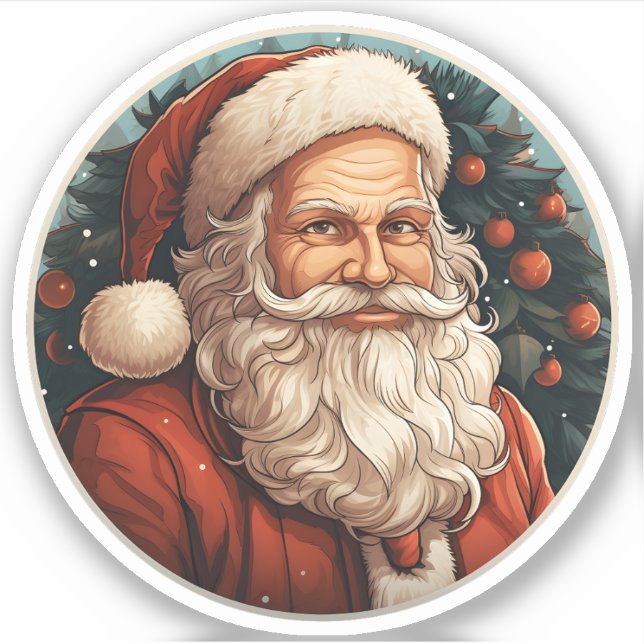 Portrait des Phantastischen Weihnachtsmanns Aufkleber (Vorderseite)
