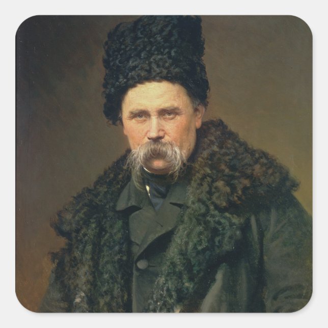Portrait des ukrainischen Autors Quadratischer Aufkleber (Vorderseite)