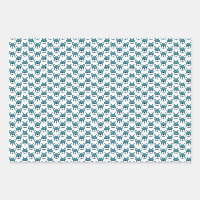 Portrait Design Aquamarin Geschenkpapier Set (Vorderseite 3)