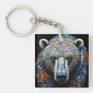 Portrait d'ours coloré dans un art de vitrail