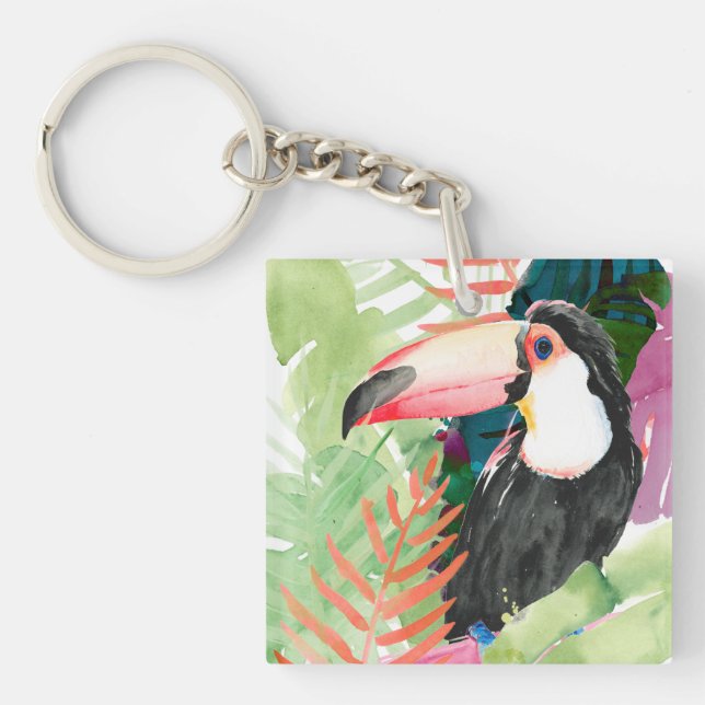 Portrait du Toucan avec Feuilles tropicaux (Devant)