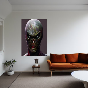 Portrait d'un alien effrayant   AI Art Poster