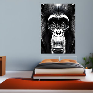 Portrait d'un chimpanzé   AI Art Poster
