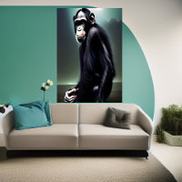 Portrait d'un chimpanzé assis | AI Art Poster