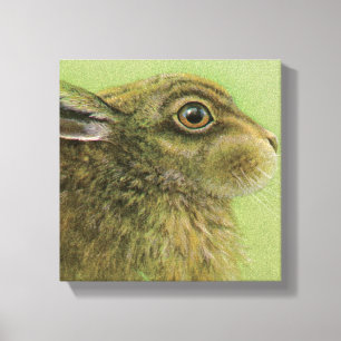 Portrait d'un lapin en train de paître sur toile e
