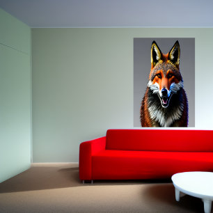 Portrait d'un renard rouge   AI Art Poster