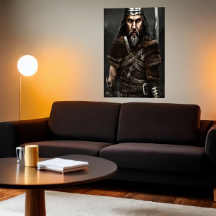 Portrait d'un Viking plus âgé AI Art Poster