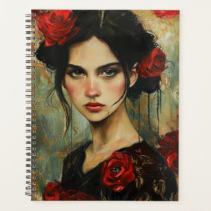Portrait d'une dame aux roses rouges