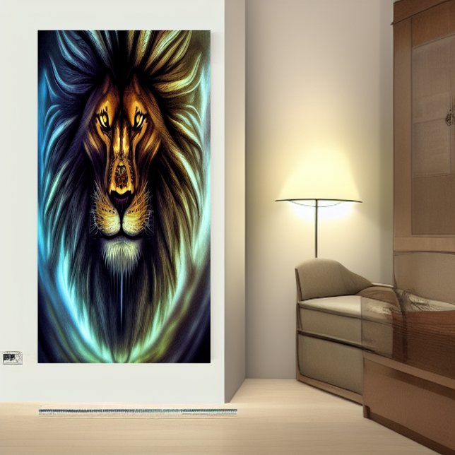 Portrait d'une tête de lion | AI Art Poster (Créateur téléchargé)