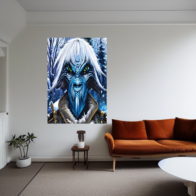 Portrait einer blauen Alien mit weißem Haar | Art  Poster (Von Creator hochgeladen)