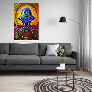 Portrait einer bunten Roboter-Alien   Art der AI Poster