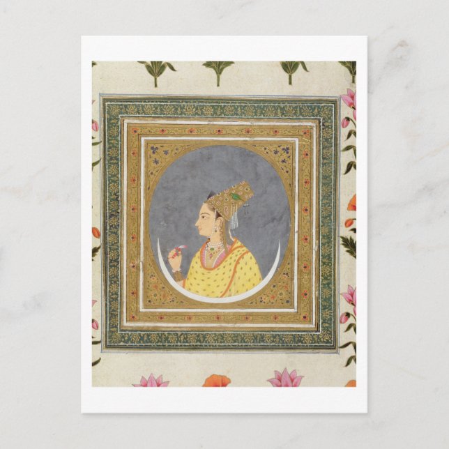 Portrait einer Dame mit einem Lotus-Blatt, aus dem Postkarte (Vorderseite)