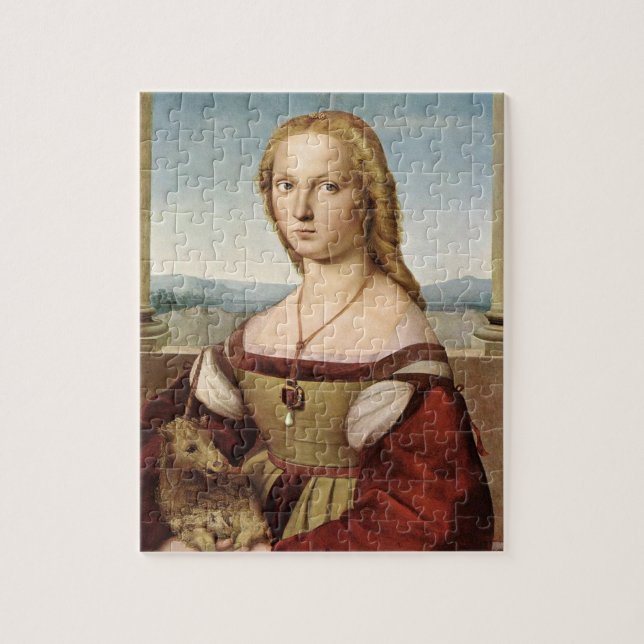 Portrait einer Dame mit Einhorn (von Raphael) (Vertikal)