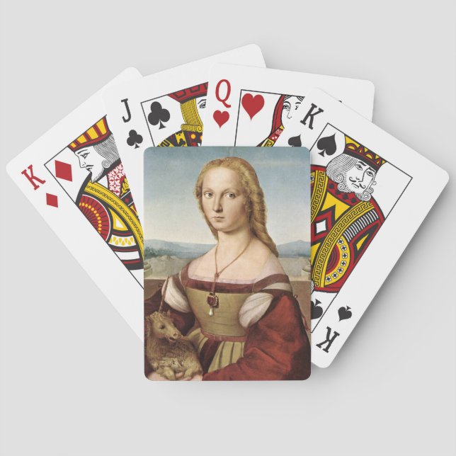 Portrait einer Dame mit Einhorn (von Raphael) Spielkarten (Rückseite)