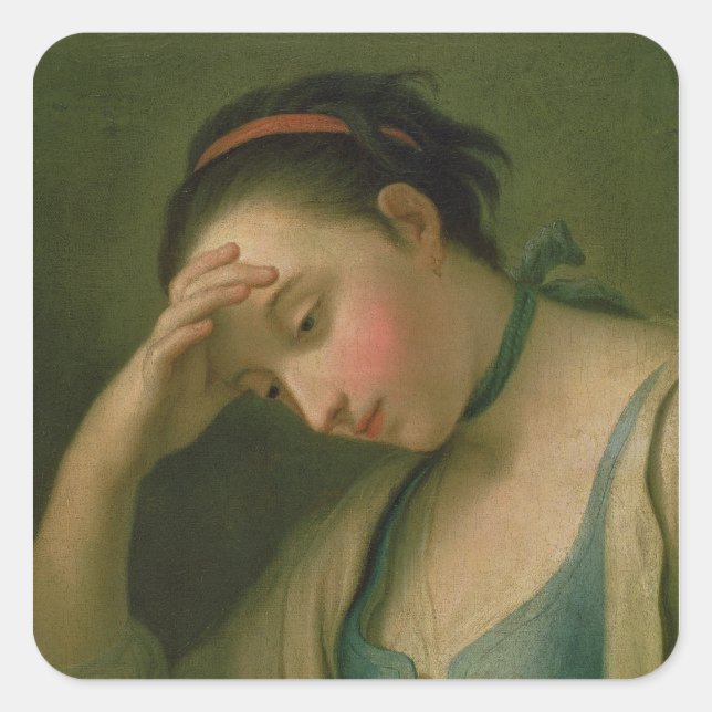 Portrait einer Frau 2 Quadratischer Aufkleber (Vorderseite)