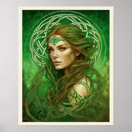 Portrait einer Frau in grüner irischer keltischer Poster