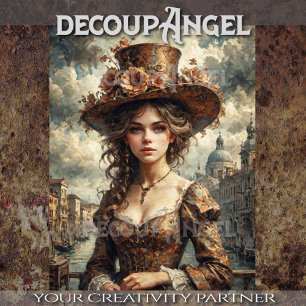 Portrait einer Frau in Venedig - Dekoupage - Seidenpapier