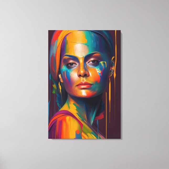 Portrait einer Frau mit Malerei für die Kunst der  Leinwanddruck (Vorderseite)