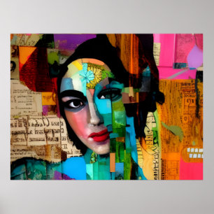 Portrait einer gemischtmedialen Collage von Frauen Poster