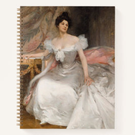 Portrait einer jungen Frau mit einem weißen Kleid Notizbuch