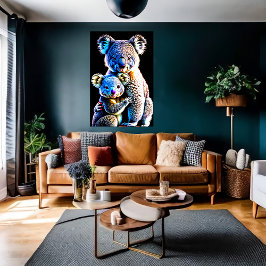 Portrait einer Koala Mutter und Kind | Art der AI Poster