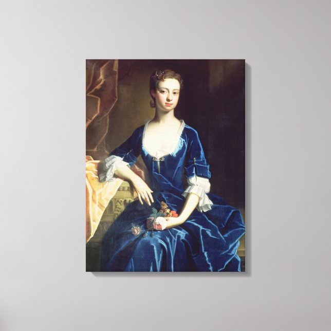 Portrait einer Lady in einem blauen Samtkleid (Öl  Leinwanddruck (Vorderseite)