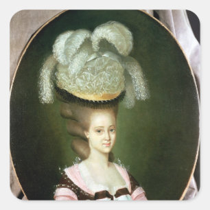 Portrait einer Lady in einem Hut Quadratischer Aufkleber