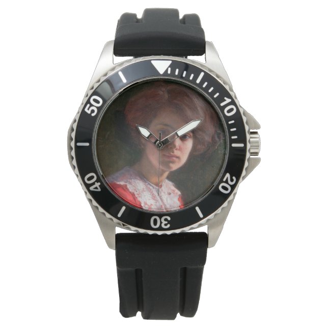 Portrait einer Lady (von Elin Danielson-Gambogi) Armbanduhr (Vorderseite)