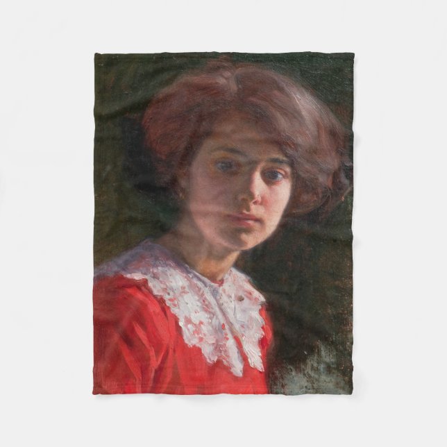 Portrait einer Lady (von Elin Danielson-Gambogi) Fleecedecke (Vorderseite)