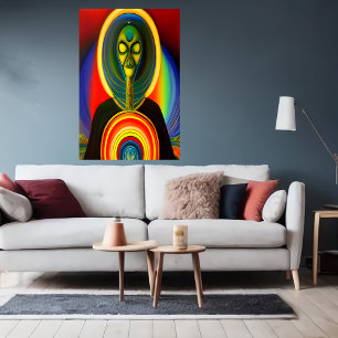 Portrait einer Roboter-Alien Art der AI Poster