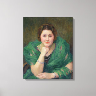 Portrait einer russischen Frau mit einem grünen Sk Leinwanddruck