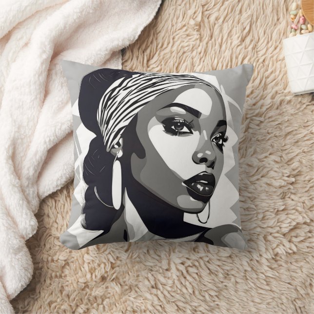 Portrait einer schwarzen Frau Kissen (Decke)