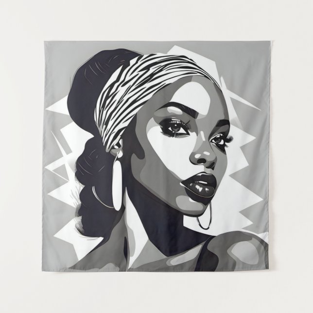 Portrait einer schwarzen Frau Wandteppich (Vorderseite)