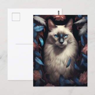 Portrait einer wunderschönen siamesischen Katze Postkarte