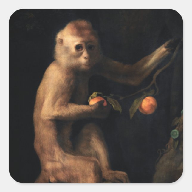 Portrait eines Affen Quadratischer Aufkleber (Vorderseite)