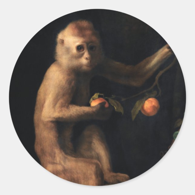 Portrait eines Affen Runder Aufkleber (Vorderseite)