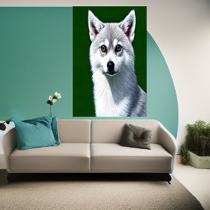 Portrait eines Alaskan Klee Kai   AI Art Poster