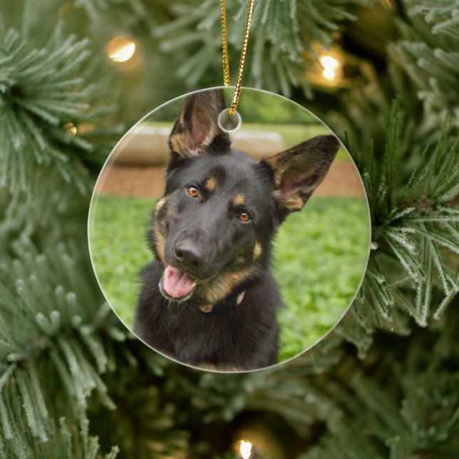 Portrait eines deutschen Hirten Keramik Ornament (Baum)