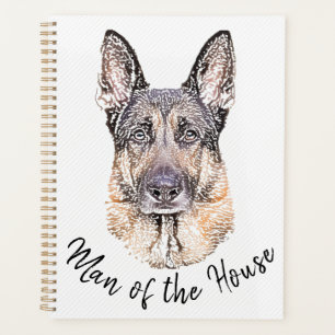 Portrait eines deutschen Schäferhunds Sketched Art Planer