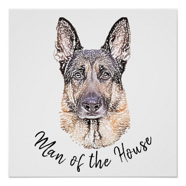 Portrait eines deutschen Schäferhunds Sketched Art Poster (Vorderseite)