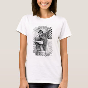 Portrait eines Fischers, der seine Netze trägt (b/ T-Shirt