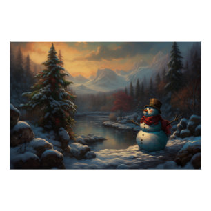 Portrait eines frostigen Freundes   Weihnachtsschn Poster
