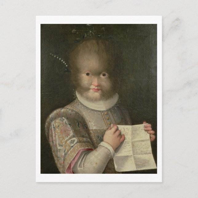 Portrait eines Girl Covered in Hair Postkarte (Vorderseite)