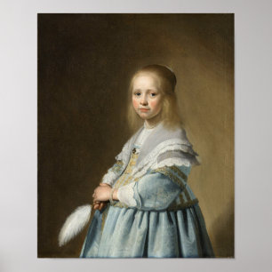 Portrait eines in Blau gekleideten Mädchens von J. Poster