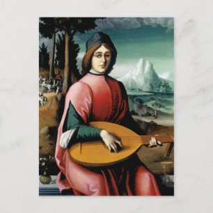 Portrait eines jungen Mannes mit einer Lute Postkarte