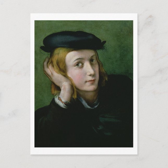 Portrait eines jungen Mannes (Öl auf Tafel) Postkarte (Vorderseite)