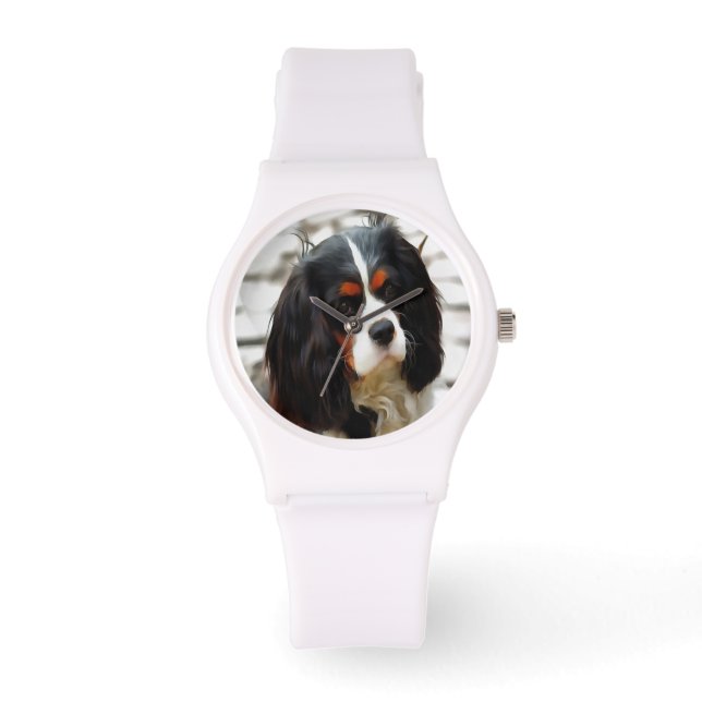 Portrait eines Königs Charles Cavalier Spaniel Armbanduhr (Vorderseite)
