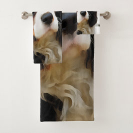 Portrait eines Königs Charles Cavalier Spaniel Badhandtuch Set