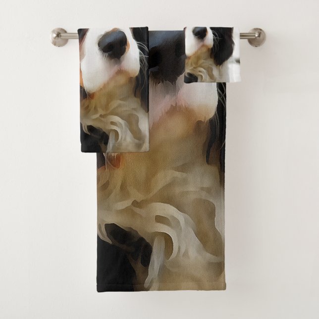 Portrait eines Königs Charles Cavalier Spaniel Badhandtuch Set (Insitu)